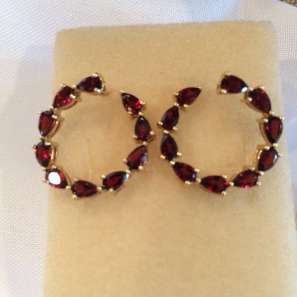 JTV Jewelry - New Garnet Front Hoops YG